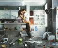 парень и девушка - любовь на кухне